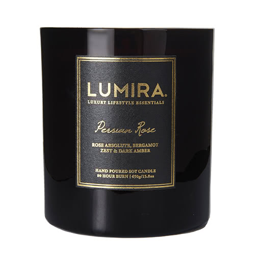 Lumira Glass Candle -  Persian Rose Large