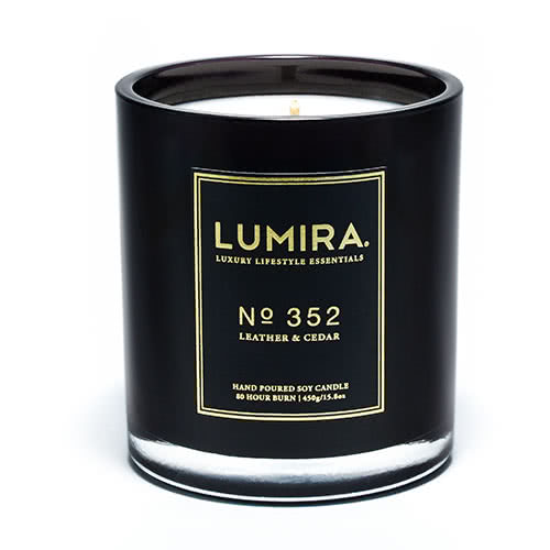 Lumira Glass Candle -  No352 Leather & Cedar Large
