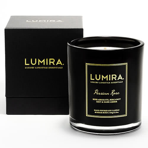 Lumira Glass Candle -  Persian Rose Large